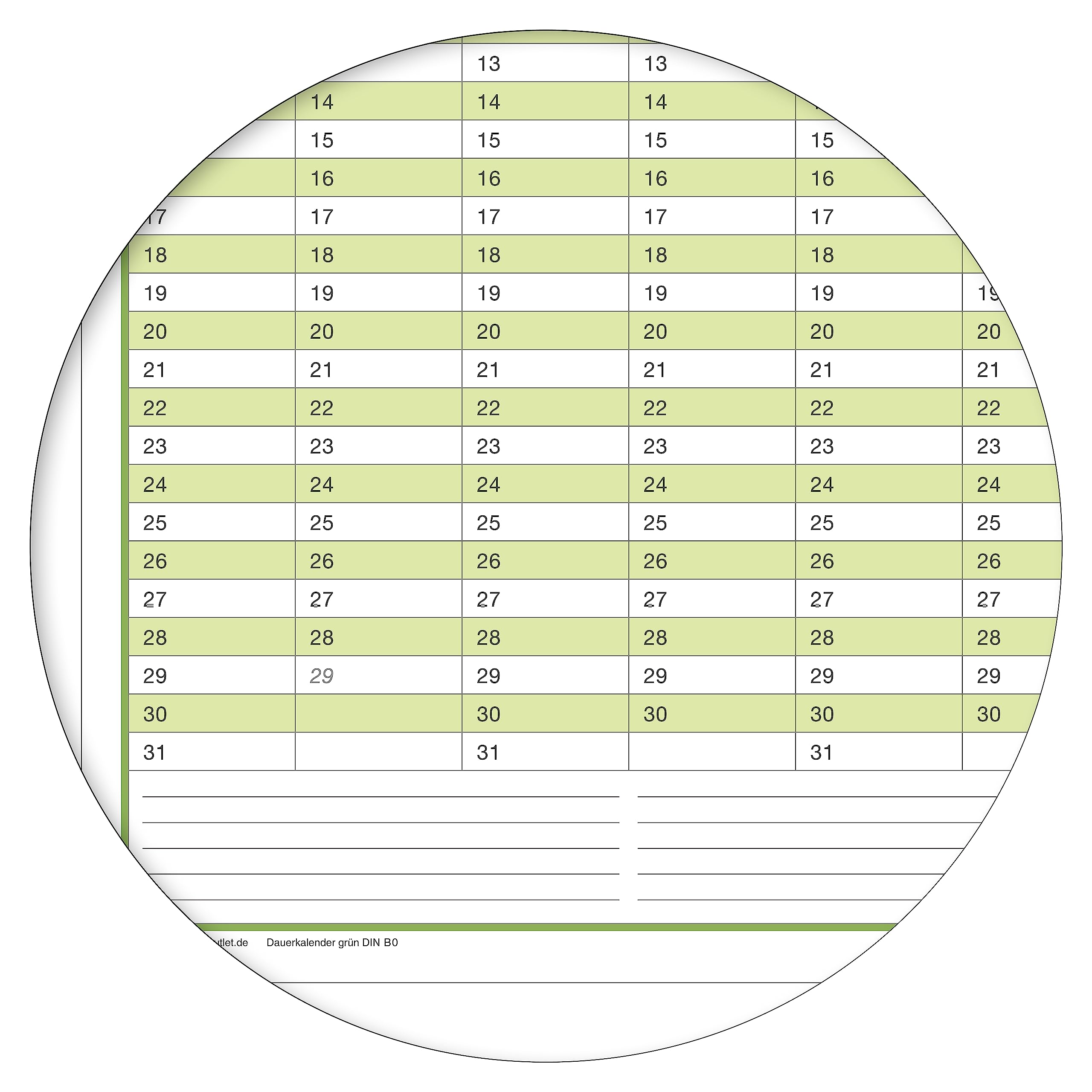 Dauerkalender, Geburtstagskalender, immerwährender Kalender, DIN A2 59,4 x 42,0 cm, 250 gr. Premium Qualitätspapier, feucht abwischbar, mit 1 non-permanent Marker