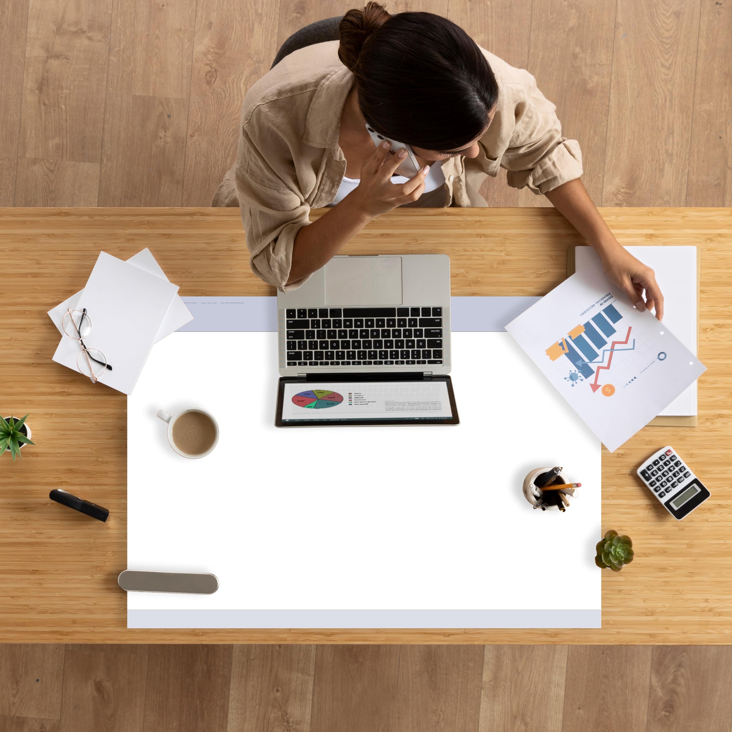 Wiederbeschreibbare Papiertafel feucht abwischbar DIN B1 70 x 100 cm inklusive 4er Marker und Schwamm. Beidseitig beschreibbar für Business-, Schule Familien und andere Projekte. Rückseite weiß