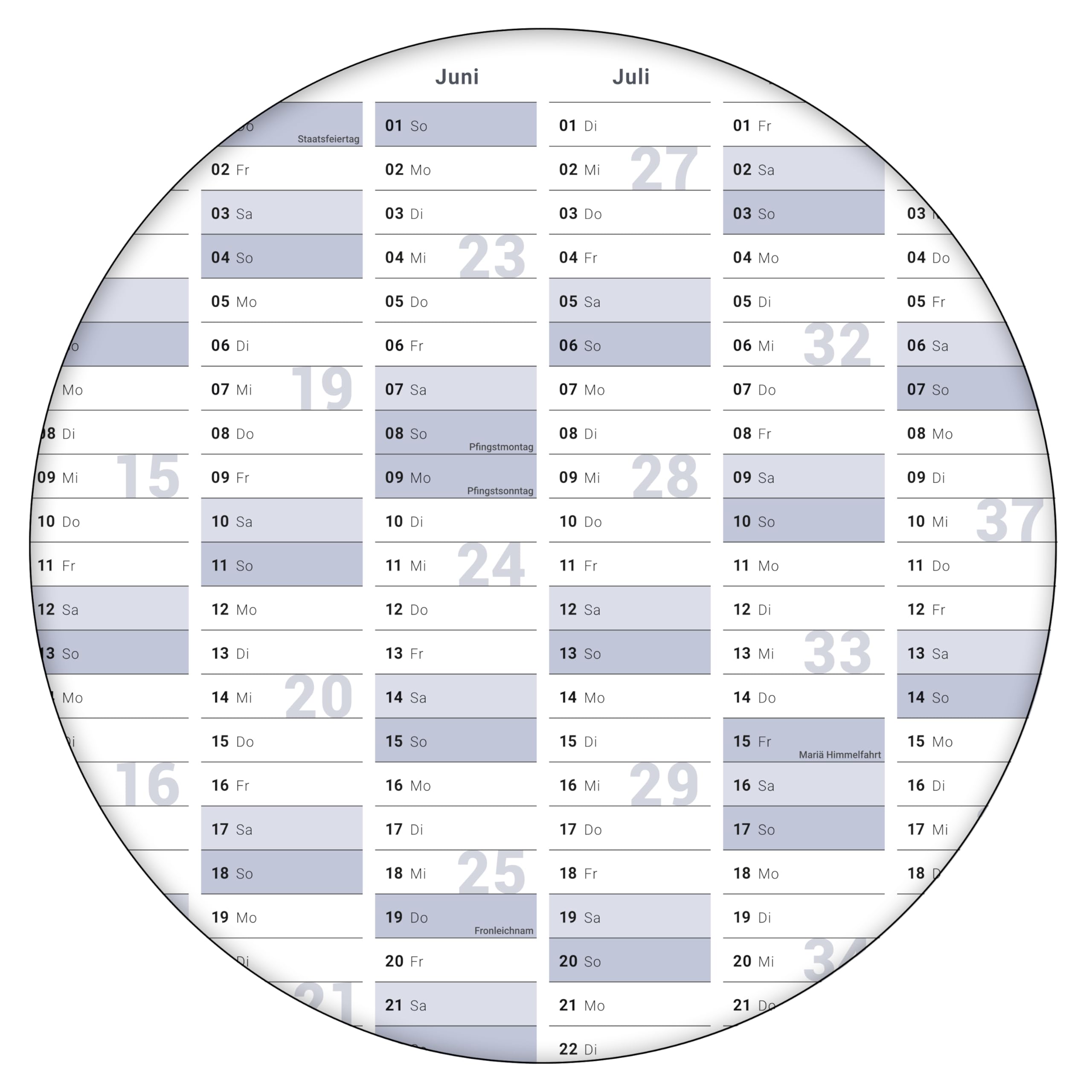 Gigatime ® Din A0 1x Österreichische Wandkalender, Jahresplaner 2025 118,8 x 84,0 cm xxl groß blaugrau feucht abwischbar mit 1 x 4 non permanent Markern und Schwamm