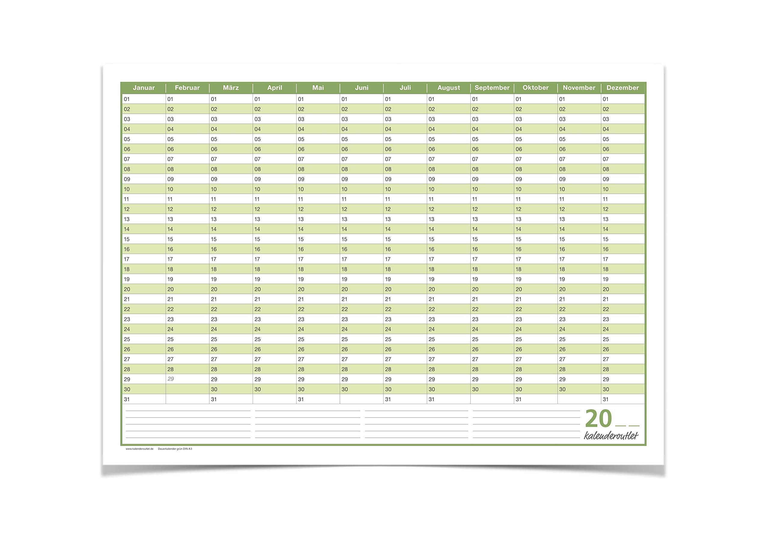 Mega Dauerkalender, super groß, DIN B1 , 250 gr. Premium Qualitätspapier, feucht abwischbar, praktisch und schön