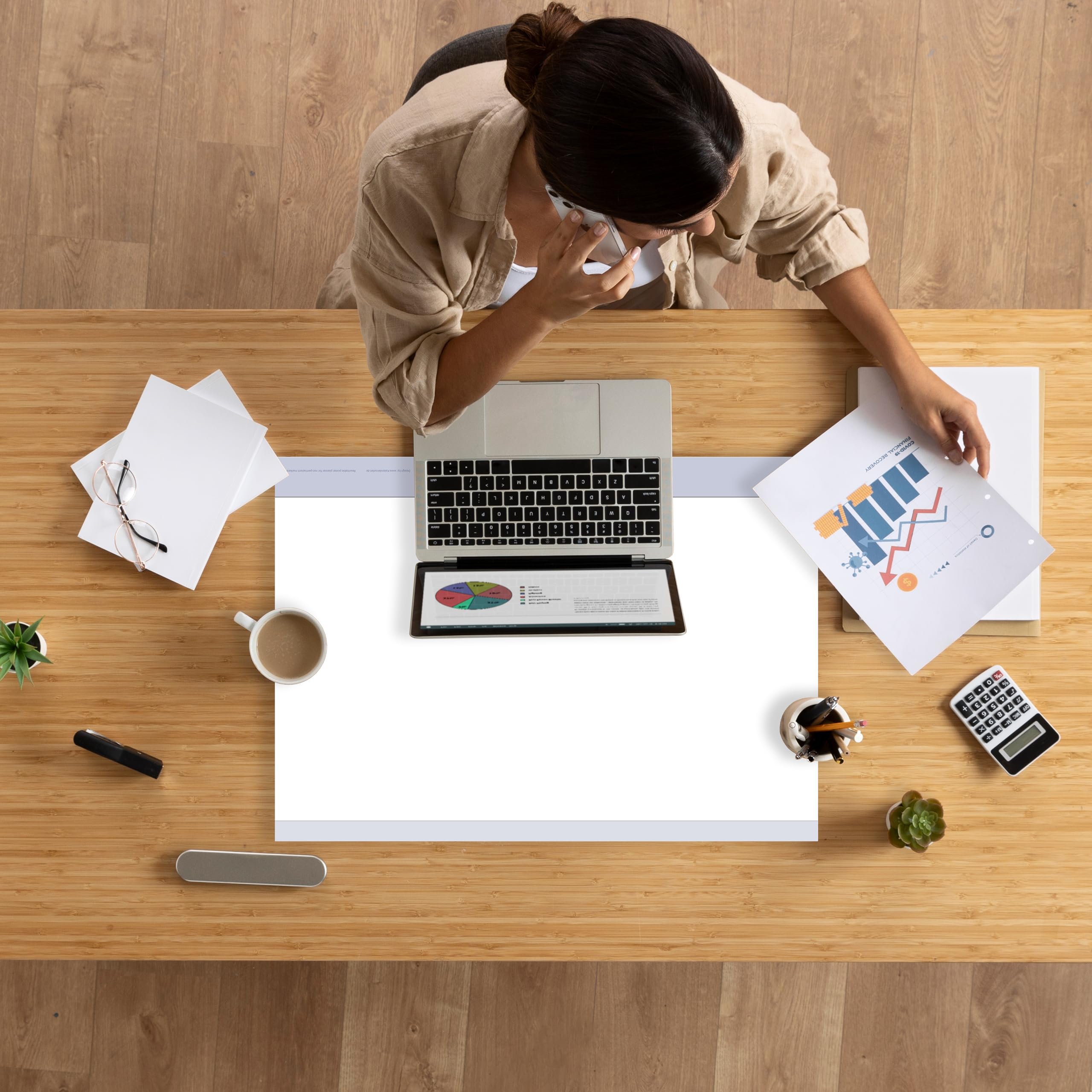 Wiederbeschreibbare Papiertafel feucht abwischbar DIN A2 42 x 59,4 cm inklusive 4er Marker und Schwamm. Beidseitig beschreibbar für Business-, Schule Familien und andere Projekte. Rückseite weiß