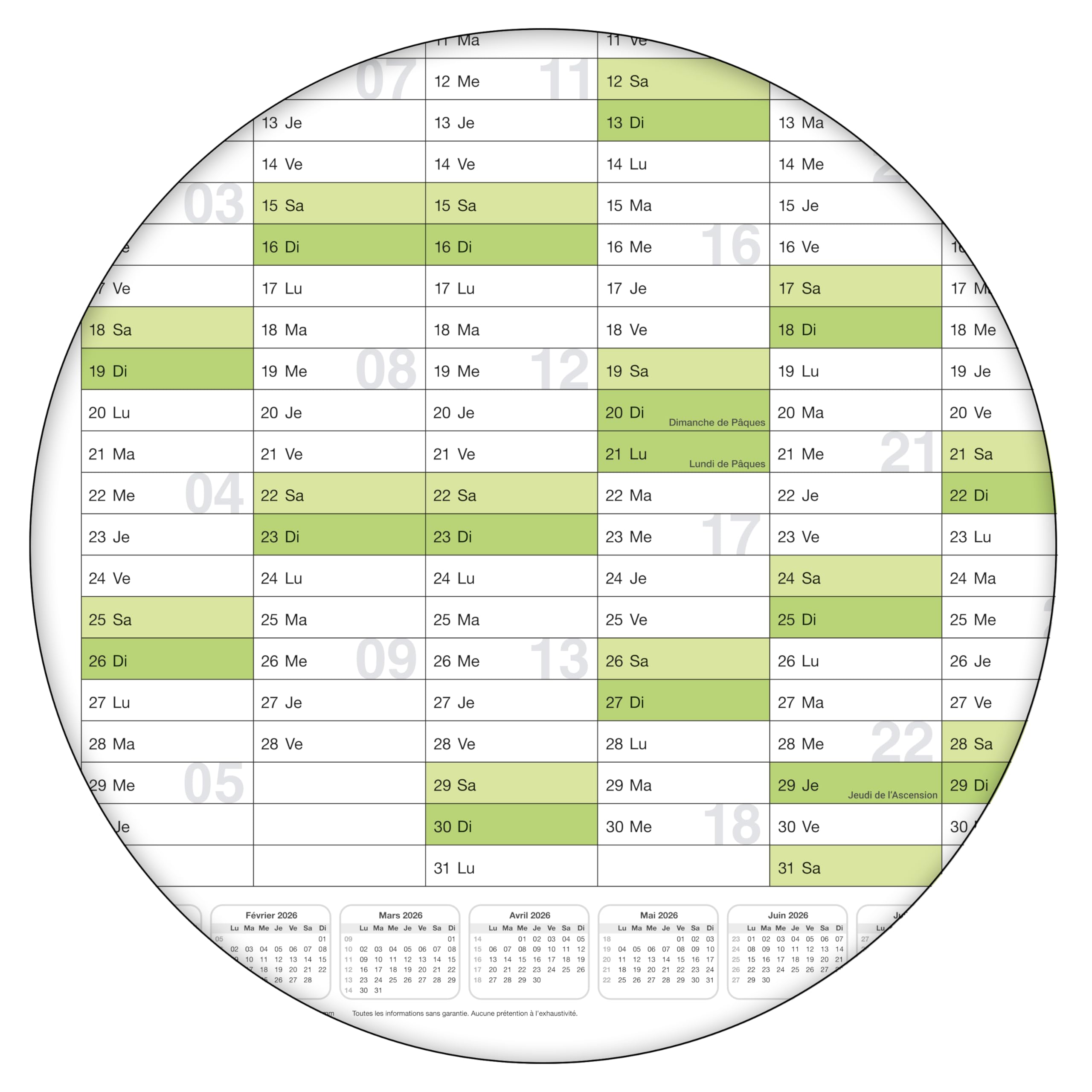 1 Agenda mural effaçable Calendrier mural planner vert 2025 (100,0 x 70,0 cm avec 1 x 4 marqueurs) enroulé - calendrier mural, calendrier annuel, calendrier - français
