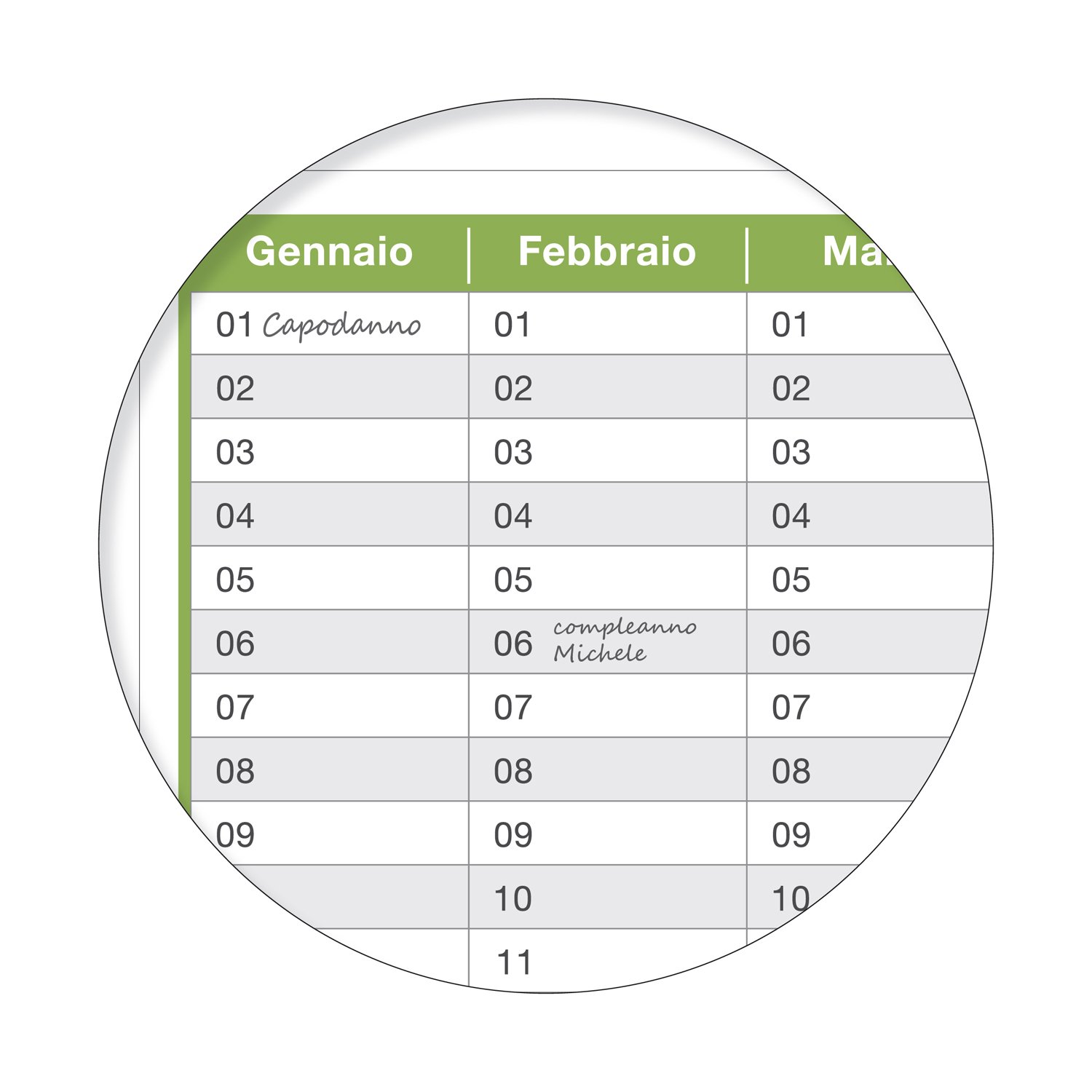 calendario permanente A2 59,4 x 42,0 cm lavabile, arrotolato - italiano 