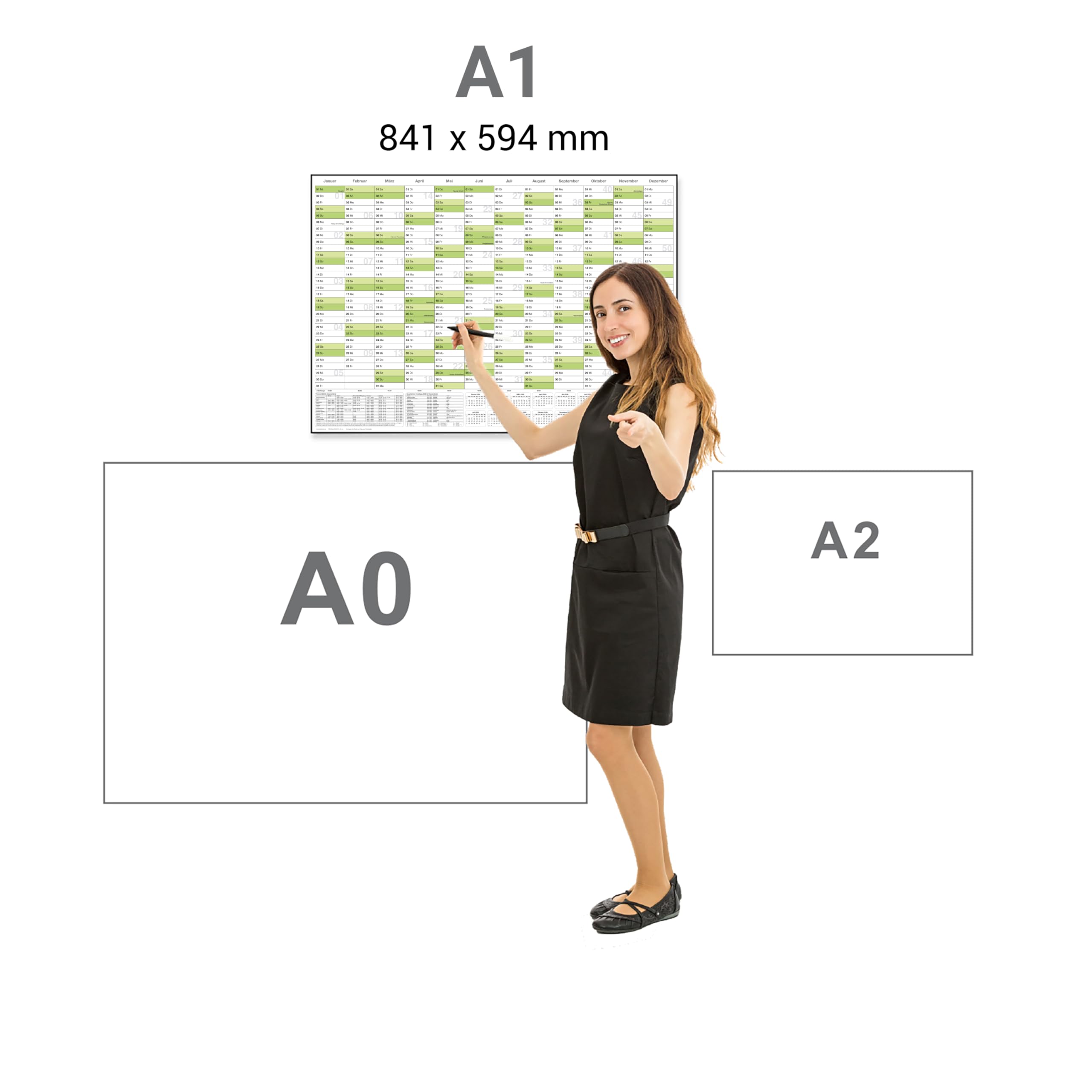 Wandkalender 2025 Jahresplaner Format: 84,0 x 59,0cm DIN A1 - GEFALTET – Wandplaner, Jahreskalender, Kalender, Poster Plakat - deutsch