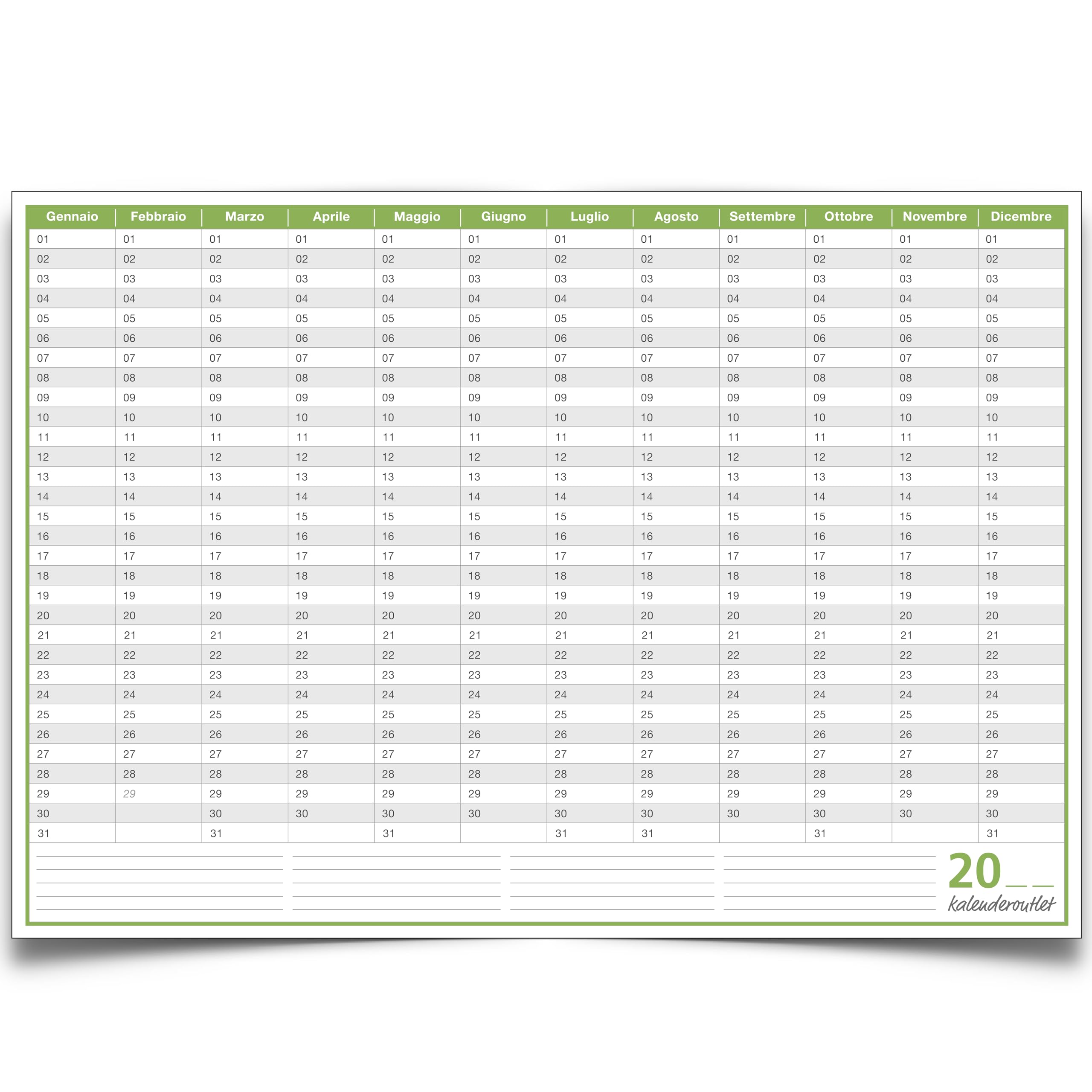 Calendari del genere «perpetuo» A3 42,0 x 29,7cm lavabile, arrotolato