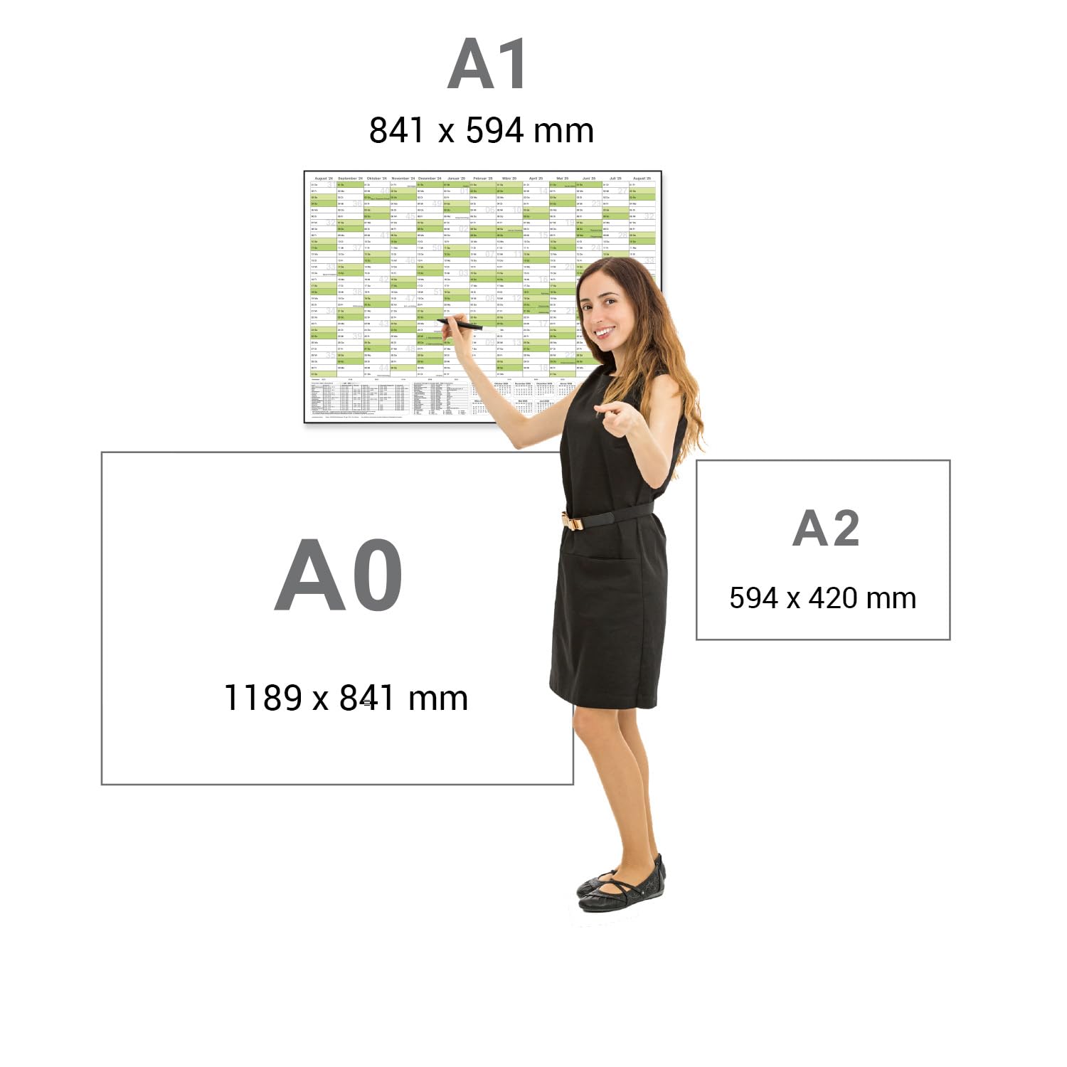 Schülerkalender 2024/2025 Jahresplaner grün Format: 84,0 x 59,0 cm DIN A1 - gefaltet– Schuljahr 2024/25, Schuljahreskalender, Kalender für Schüler und Lehrer, Schulkalender Wandkalender - deutsch