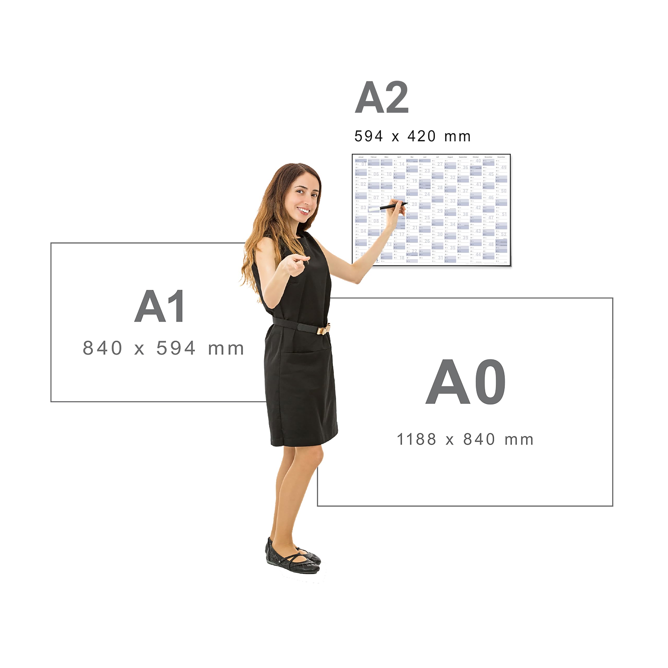 Gigatime ® Din A2. Wandkalender 2025 Jahresplaner Format: 59,4 x 42,0 cm – Kalender 2025 in deutscher Sprache - GEFALTET – Wandplaner, Jahreskalender, Kalender, Poster Plakat