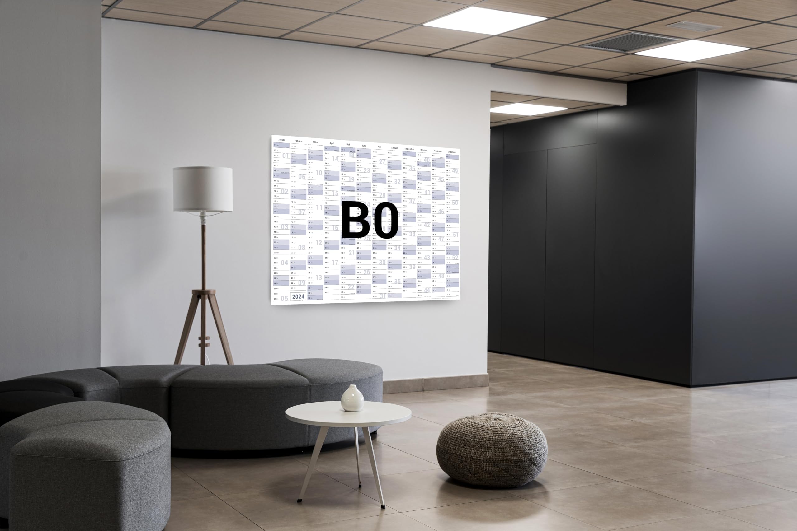 Dauerkalender / Geburtstagskalender Format DIN B0 140,0 x 100,0 cm mit Marker dauerhaft wiederverwendbar, Jahresplaner abwischbar - Englisch