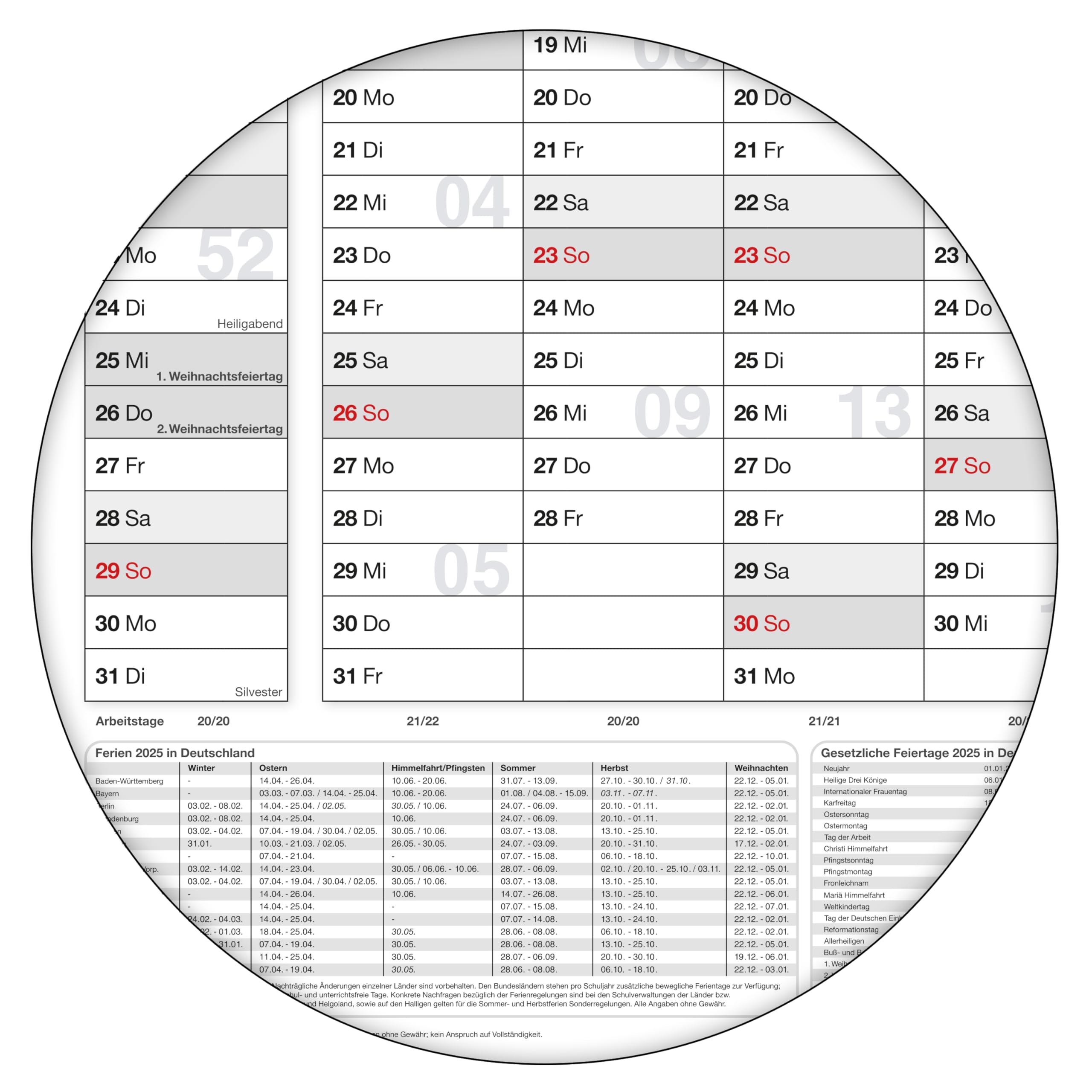 Wandkalender 2025 mit 14 Monaten Übersicht Jahresplaner grau Format: 84,0x59,0cm DIN A1– Wandplaner, Jahreskalender, Poster Plakat - deutsch