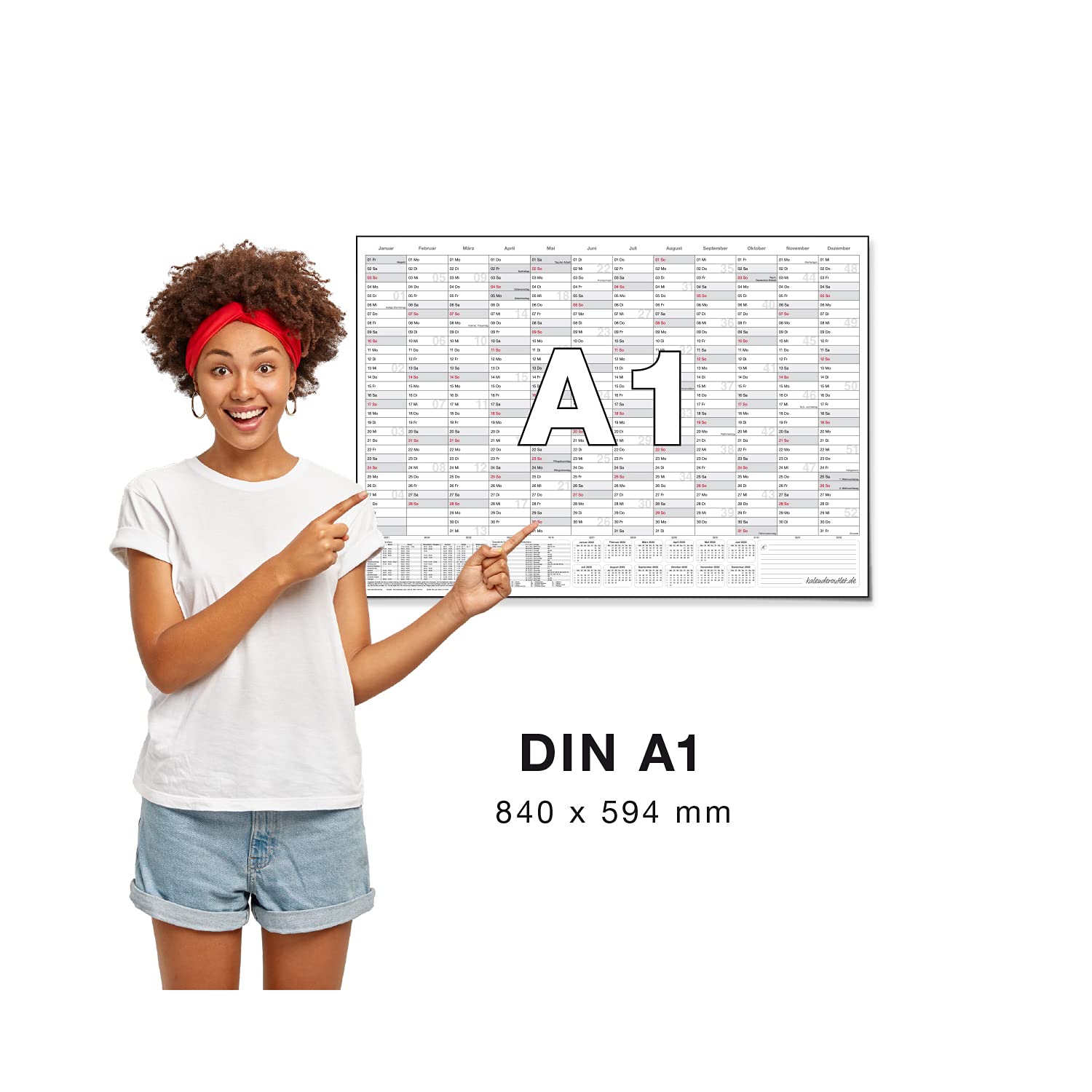 Calendario permanente calendario compleanno calendario da parete perpetuo eterno A1 84,0 x 59,4 cm con pennarello riutilizzabile in modo permanente, lavabile, indipendentemente dall'anno 