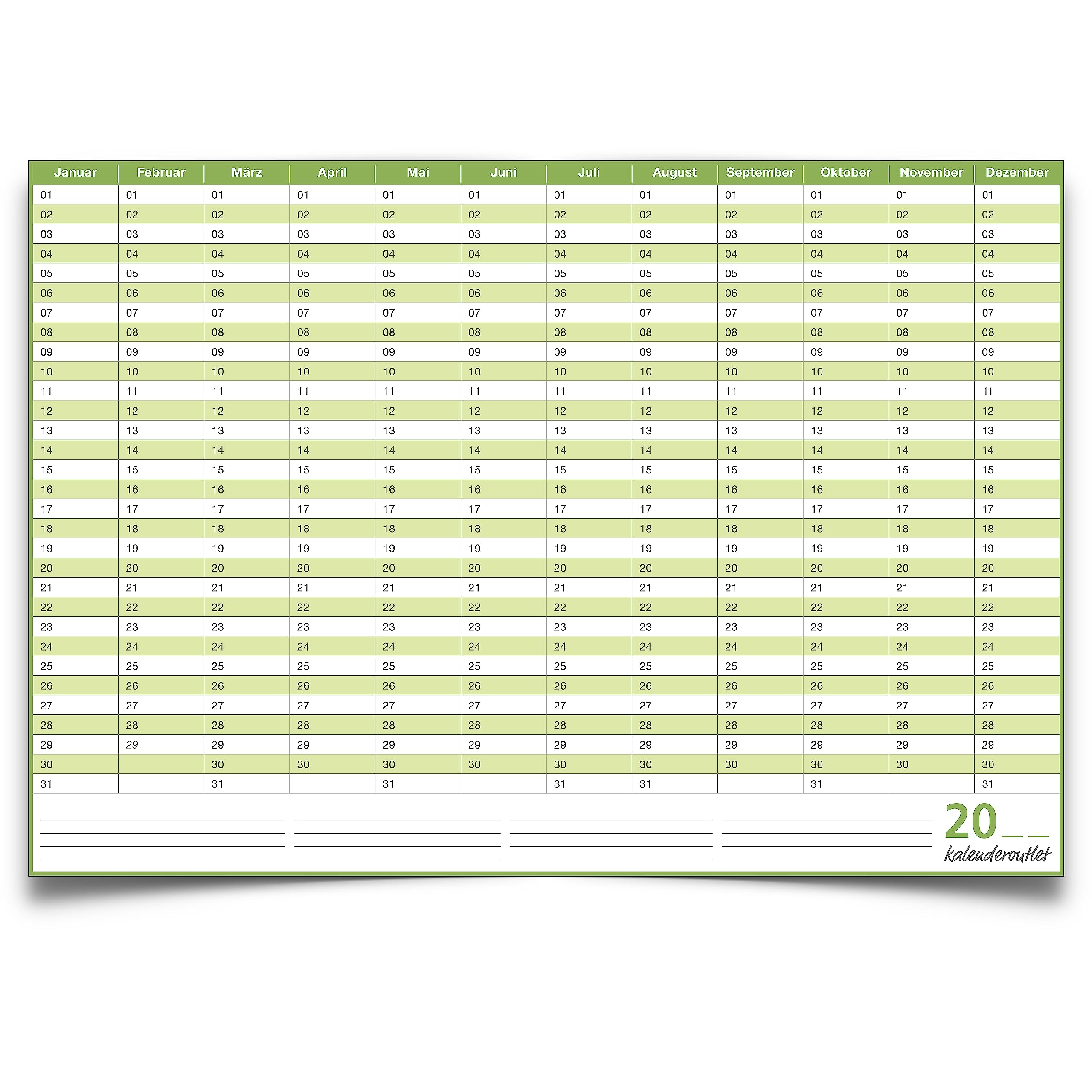 Dauerkalender, Geburtstagskalender, immerwährender Kalender, DIN A2 59,4 x 42,0 cm, 250 gr. Premium Qualitätspapier, feucht abwischbar, mit 1 non-permanent Marker