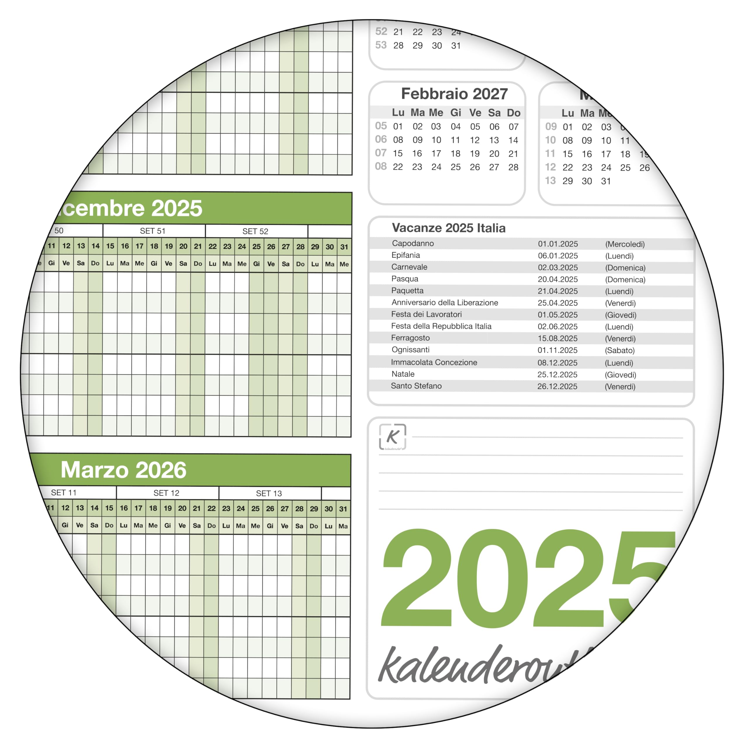 Kalenderoutlet Agenda per il personale per 8 dipendenti 2025, DIN A2 riutilizzabile con 4 pennarelli non permanenti e spugna