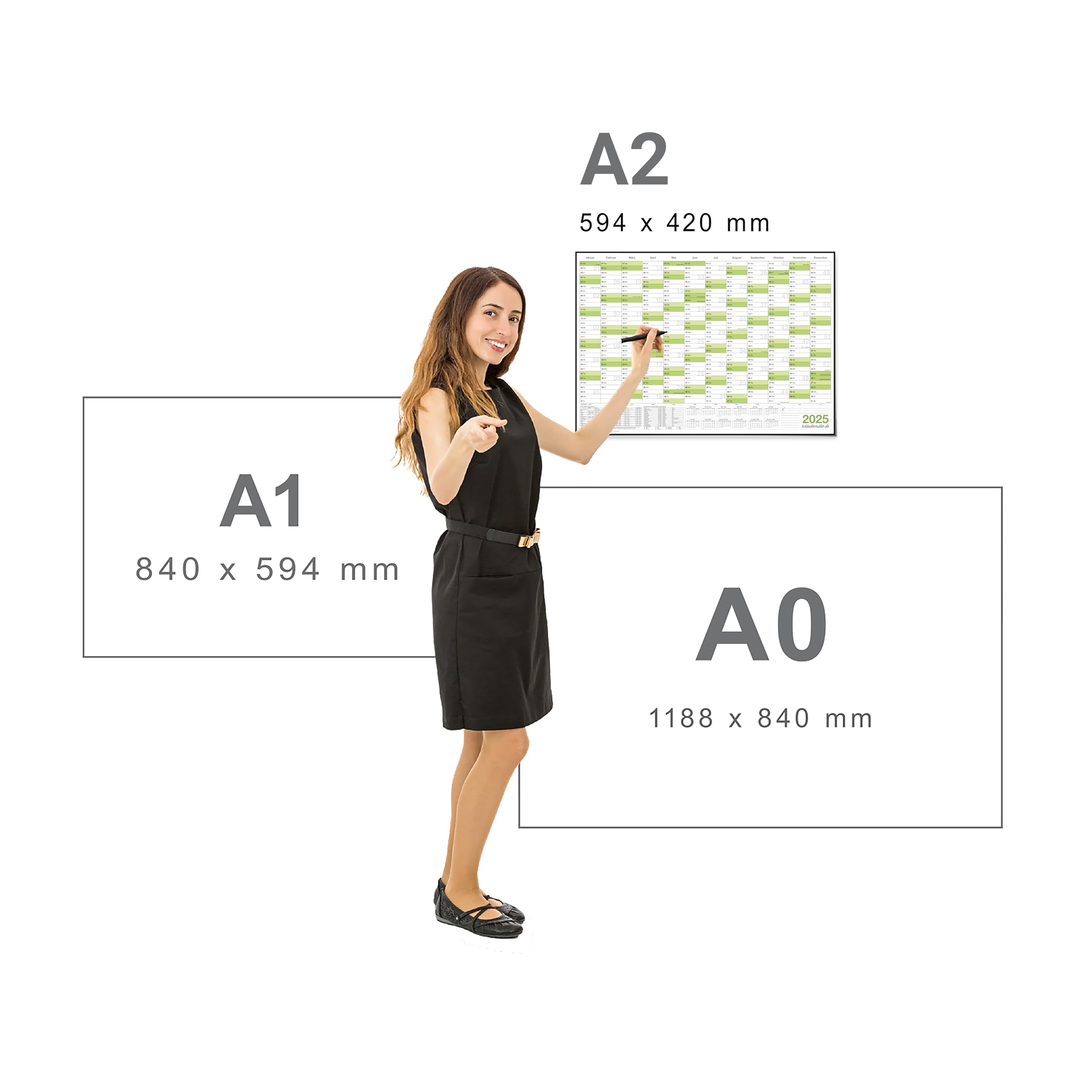 Wandkalender 2025 Jahresplaner Format: 59,4 x 42,0cm – DIN A2 - GEFALTET – Wandplaner, Jahreskalender, Kalender, Poster Plakat - deutsch