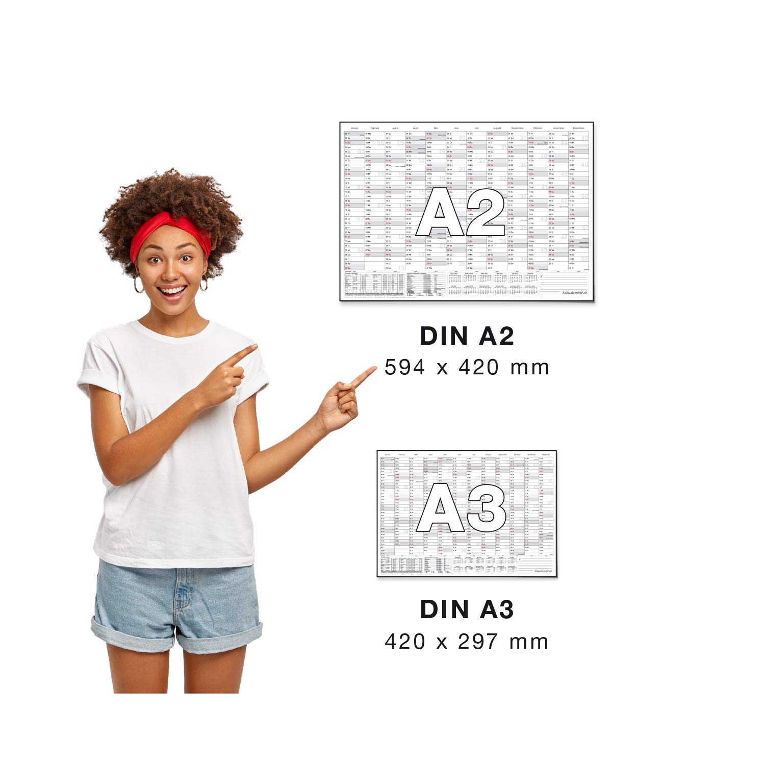 Calendrier permanent GIGATIME / au format 42,0x59,4 cm - réutilisable en permanence, essuyable, quelle que soit l'année 